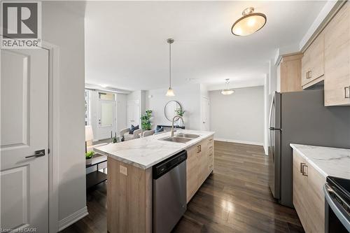 155 Thomas Slee Drive Unit# 2G, Kitchener, ON - Indoor Photo Showing Kitchen With Stainless Steel Kitchen With Double Sink With Upgraded Kitchen