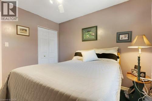 White ceiling fan with integrated lighting - 236 Winston Boulevard, Cambridge, ON - Indoor Photo Showing Bedroom