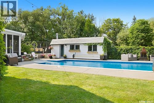 35 Ridgedale Bay, White City, SK - Outdoor With In Ground Pool With Deck Patio Veranda With Backyard
