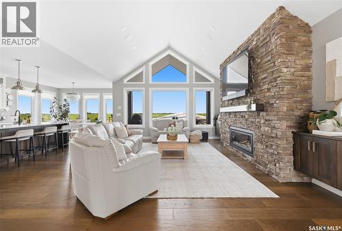 Luxury Vibank Acreage - 13.95 Acres., Vibank, SK - Indoor Photo Showing Living Room With Fireplace