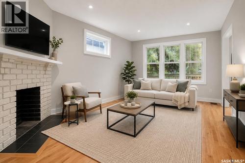 3524 Victoria Avenue, Regina, SK - Indoor Photo Showing Living Room With Fireplace