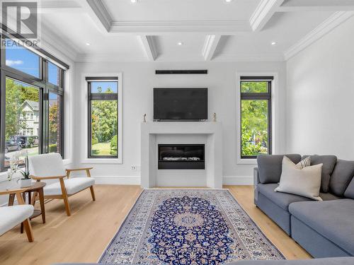 35 Lloydminster Crescent, Toronto, ON - Indoor Photo Showing Living Room With Fireplace