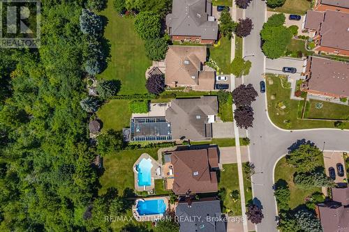 Aerial showing pool & premium lot - 5859 Riverside Place, Mississauga, ON - Outdoor With View