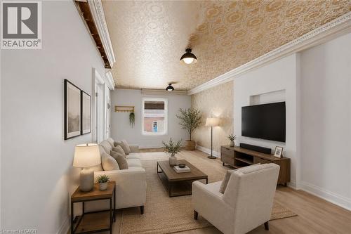VIRTUALLY STAGED - 1062 Cannon Street E, Hamilton, ON - Indoor Photo Showing Living Room