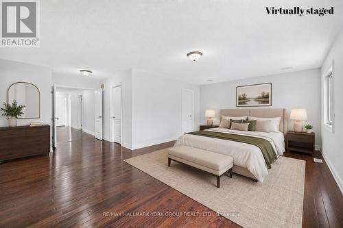 Primary Bedroom Virtually Staged - 2094 Webster Boulevard, Innisfil, ON - Indoor Photo Showing Bedroom