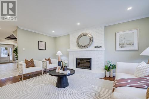 2105 Folkway Drive, Mississauga, ON - Indoor Photo Showing Living Room With Fireplace