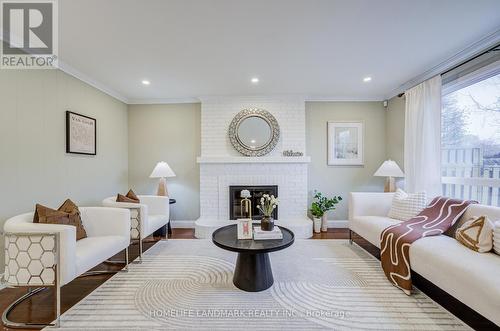 2105 Folkway Drive, Mississauga, ON - Indoor Photo Showing Living Room With Fireplace