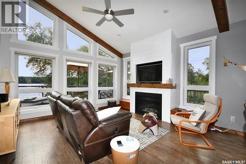 22 Tranquility Drive, Cowan Lake, SK - Indoor Photo Showing Living Room With Fireplace