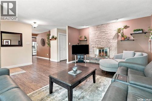 29 Everett Crescent, Regina, SK - Indoor Photo Showing Living Room With Fireplace