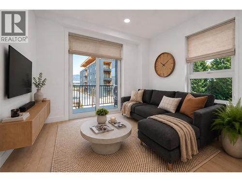 Photos have been virtually staged for illustrative and marketing purposes. Unaltered photos are also included for reference. - 620 Coronation Avenue Unit# 312, Kelowna, BC - Indoor Photo Showing Living Room