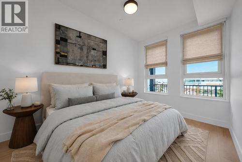Photos have been virtually staged for illustrative and marketing purposes. Unaltered photos are also included for reference. - 620 Coronation Avenue Unit# 312, Kelowna, BC - Indoor Photo Showing Bedroom
