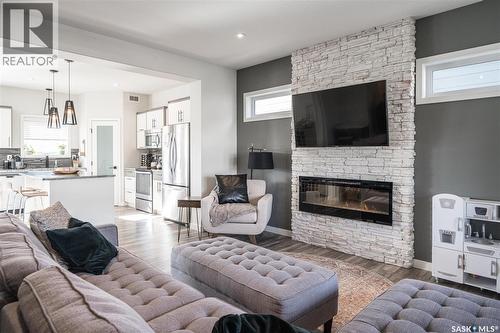 359 Marlatte Street, Saskatoon, SK - Indoor Photo Showing Living Room With Fireplace