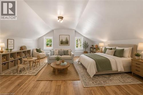 VIRTUALLY STAGED IMAGEshelving, and recessed lighting - 41 Mill Street, Mississauga, ON - Indoor Photo Showing Bedroom