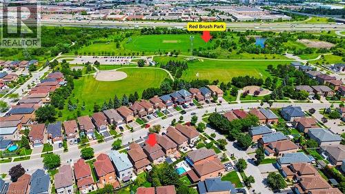 Aerial perspective showcasing a residential neighborhood with varied architectural styles - 5184 Red Brush Drive, Mississauga, ON - Outdoor With View