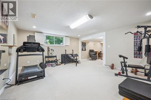 Expansive room with neutral carpet flooring and recessed lighting - 119 Sandy Ridge Place, Waterloo, ON - Indoor Photo Showing Gym Room