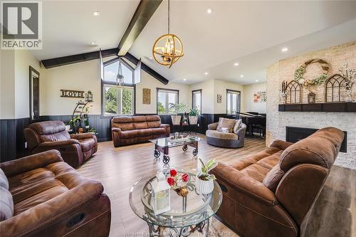 1764 Third Concession Line, Wheatley, ON - Indoor Photo Showing Living Room With Fireplace