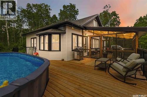 501 Coner Heights, Barrier Lake, SK - Outdoor With Above Ground Pool With Deck Patio Veranda With Exterior