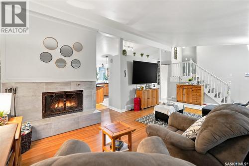 13 Anderson Avenue, Regina, SK - Indoor Photo Showing Living Room With Fireplace