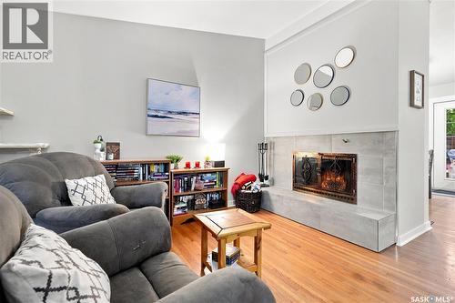 13 Anderson Avenue, Regina, SK - Indoor Photo Showing Living Room With Fireplace