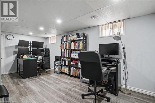 Expansive flexible space featuring wood-finish flooring, recessed lighting, and light-toned walls - 16 Mercer Road, Cambridge, ON - Indoor Photo Showing Office
