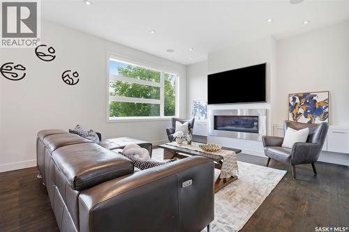 111 Fleming Crescent, Saskatoon, SK - Indoor Photo Showing Living Room With Fireplace