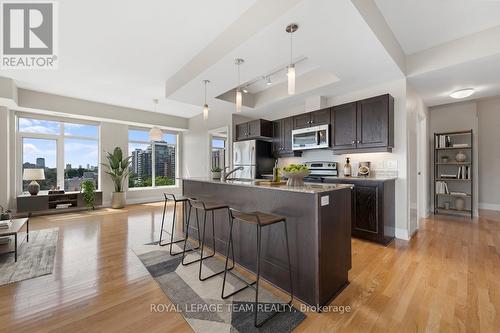 Virtually enhanced in modern style - 1003 - 245 Kent Street N, Ottawa, ON - Indoor Photo Showing Kitchen With Upgraded Kitchen