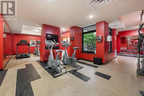 Well equipped gym for residents & guests - 1003 - 245 Kent Street N, Ottawa, ON - Indoor Photo Showing Gym Room