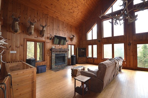 Living Room - 169 Ch. Roy, Amherst, QC - Indoor Photo Showing Living Room With Fireplace