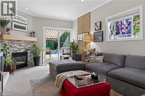 28 Ramsgate Drive, Stoney Creek, ON - Indoor Photo Showing Living Room With Fireplace