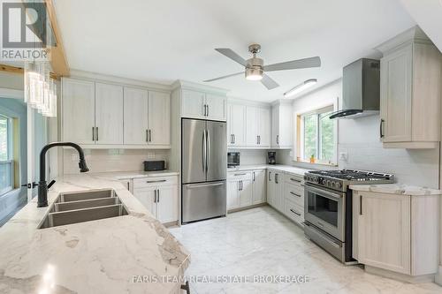 Virtually Staged - 8 Joliet Crescent, Tiny, ON - Indoor Photo Showing Kitchen With Double Sink With Upgraded Kitchen
