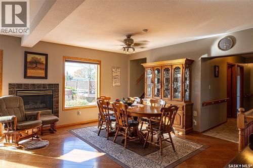 304 1St Street W, Milden, SK - Indoor Photo Showing Dining Room With Fireplace
