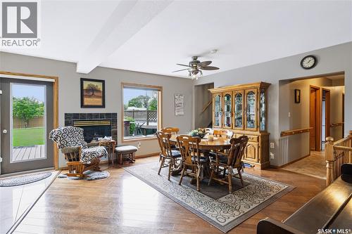 304 1St Street W, Milden, SK - Indoor Photo Showing Dining Room With Fireplace