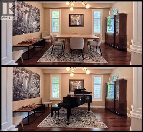 Property Interior Staging Comparison. Demonstrating alternative furniture arrangements and décor configurations within the same residential space - 913 Valebrook Court, Kitchener, ON - Indoor