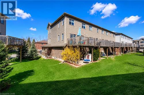 Expansive grassy area with mature evergreen trees and shrubbery - 750 Lawrence Street Unit# 86, Cambridge, ON - Outdoor With Deck Patio Veranda