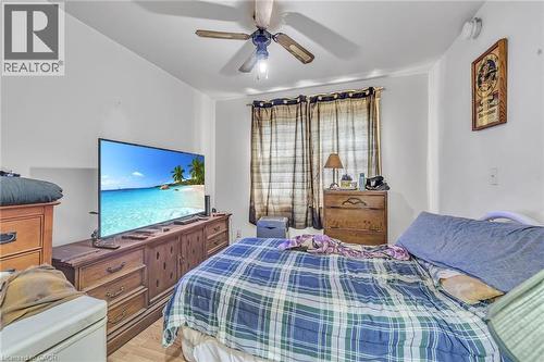 Ceiling fan with integrated lighting - 1367 Cannon Street E, Hamilton, ON - Indoor Photo Showing Bedroom
