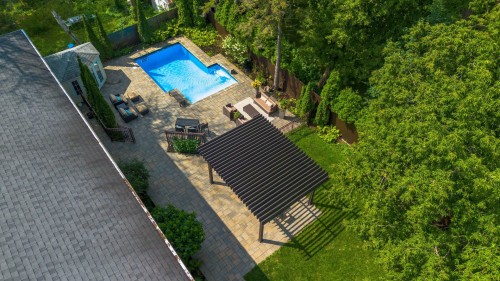 Aerial View - 6 Av. St-Louis, Beaconsfield, QC - Outdoor With In Ground Pool