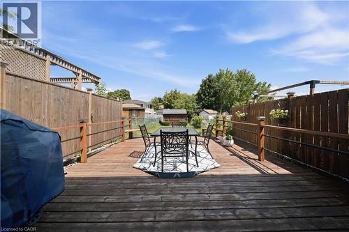 Expansive wood deck with a perimeter railing and privacy fencing - 230 Sunset Boulevard, Cambridge, ON - Outdoor With Deck Patio Veranda With Exterior