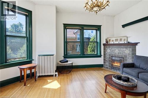 132 Emerald Street S, Hamilton, ON - Indoor Photo Showing Living Room With Fireplace
