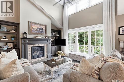 Rural Address / Naismith Acreage, Young, SK - Indoor Photo Showing Living Room With Fireplace