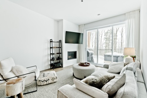 Living Room - 110-240B Rue Du Cercle-Des-Cantons, Bromont, QC - Indoor Photo Showing Living Room With Fireplace
