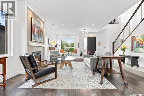 1210 Broadway Avenue, Saskatoon, SK - Indoor Photo Showing Living Room With Fireplace