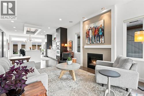 1210 Broadway Avenue, Saskatoon, SK - Indoor Photo Showing Living Room With Fireplace
