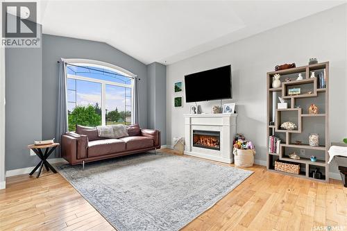 123 Railway Avenue, Dundurn, SK - Indoor Photo Showing Living Room With Fireplace