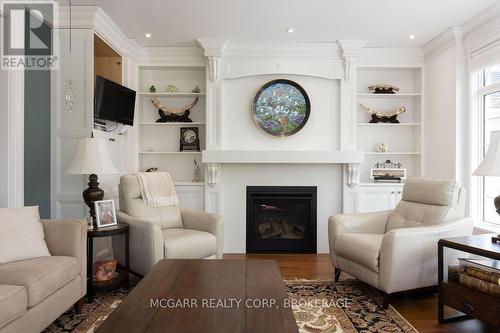 Main floor family room/gas fireplace - 38 Yates Street, St. Catharines (Downtown), ON - Indoor Photo Showing Living Room With Fireplace