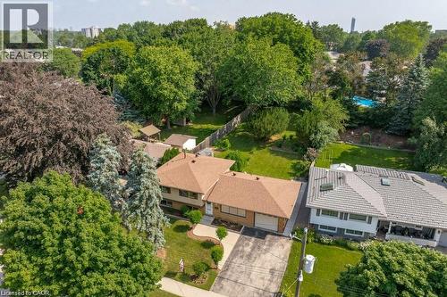 Brick exterior residence with a brown shingle roof, paved driveway, and established landscaping - 64 Warren Road, Kitchener, ON - Outdoor