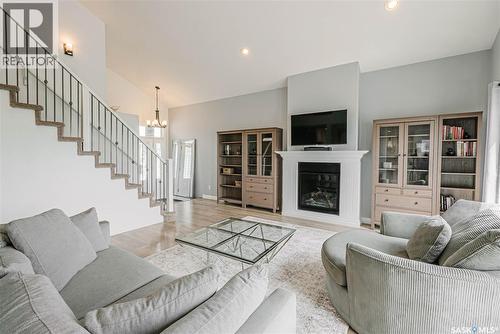400 Stone Terrace, Martensville, SK - Indoor Photo Showing Living Room With Fireplace