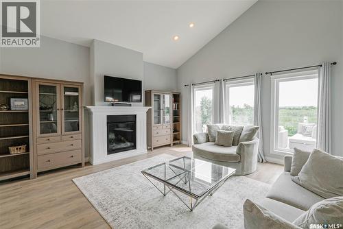 400 Stone Terrace, Martensville, SK - Indoor Photo Showing Living Room With Fireplace