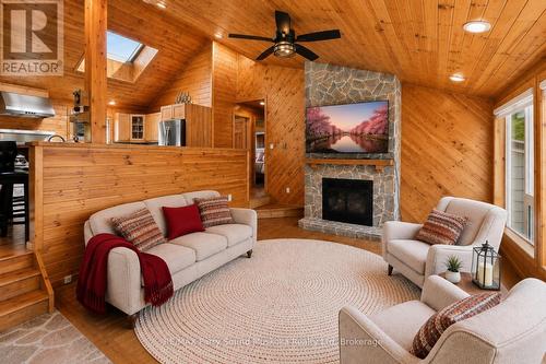 587 Centre Road, Mckellar, ON - Indoor Photo Showing Living Room With Fireplace