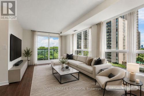 Virtually staged - 503 - 70 High Park Avenue, Toronto, ON - Indoor Photo Showing Living Room