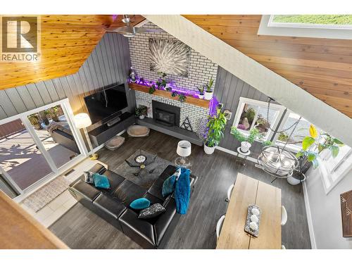 View down to main floor from balcony - 3341 Broadview Road, West Kelowna, BC - 